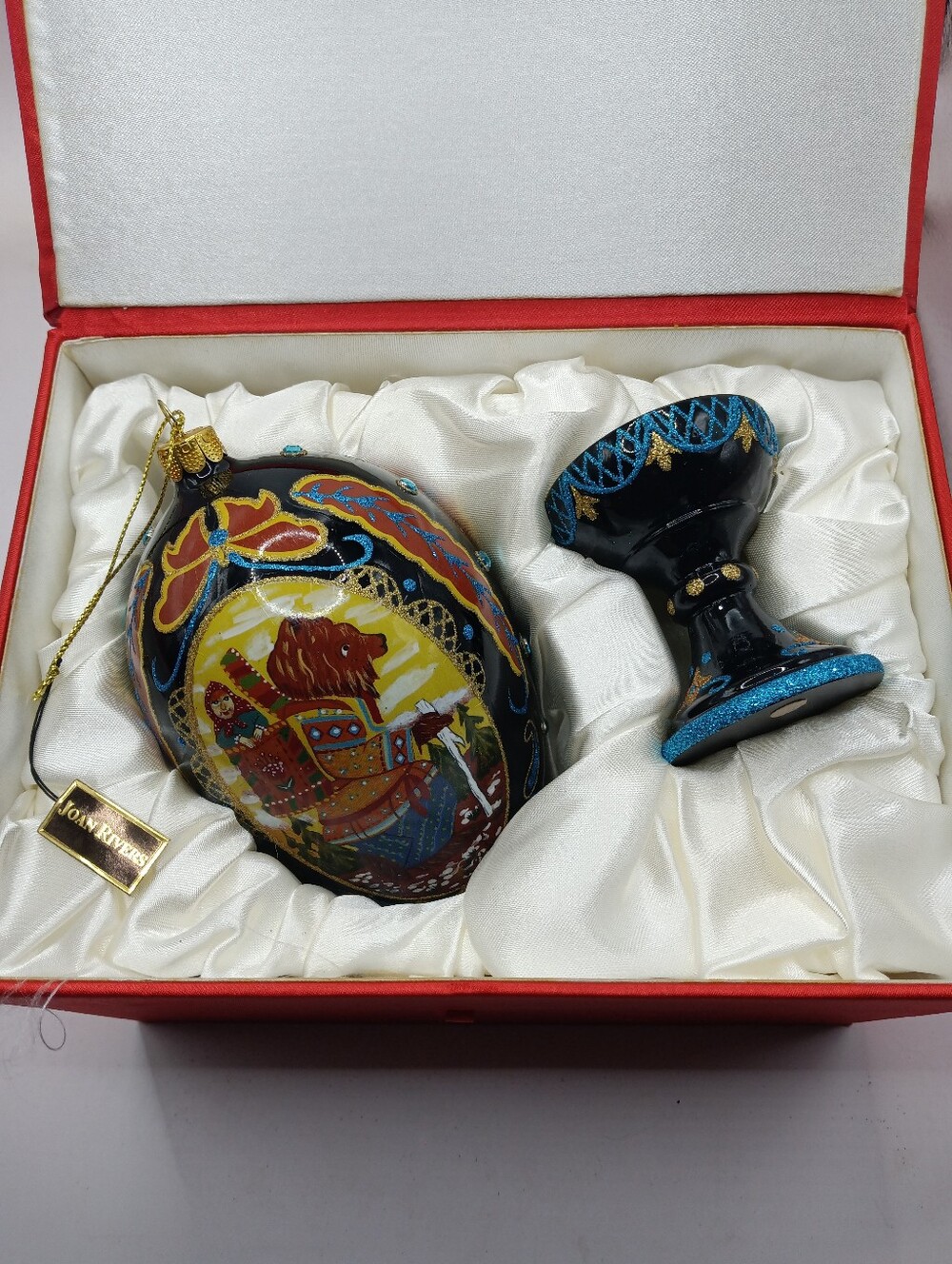 Joan Rivers Classic Collection Russian Egg Ornament With Stand NIB